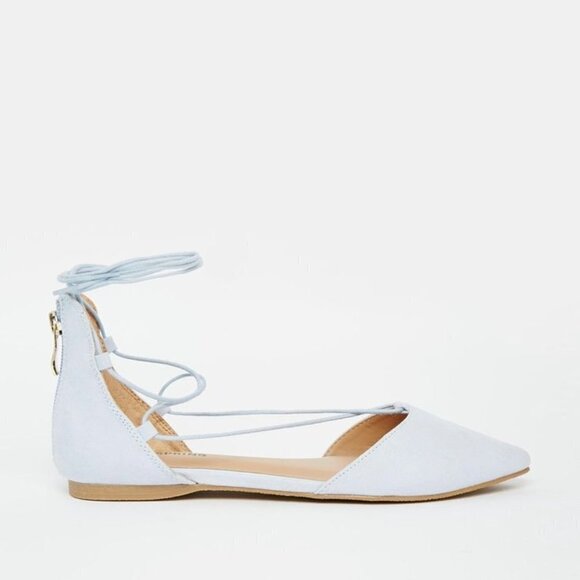 Call it Spring Lace Up Pointed Toe Flats - Size 8 in a Light Blue - Picture 1 of 11